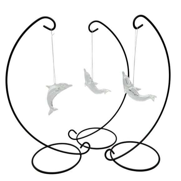 Set Of 3 Clear Acrylic Dolphin Ornaments - Picture 1 of 4